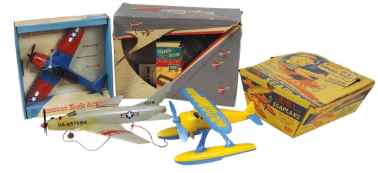 Toy Airplanes (3), Cox thimble drome Super Sabre w/.020 engine, Ideal Seapl