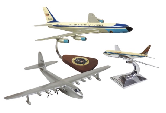 Airplane Desk Models (3), carved & painted wood Air Force One w/Presidentia