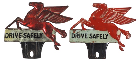 Automotive Mobil Pegasus License Plate Toppers (2), embossed diecut metal w