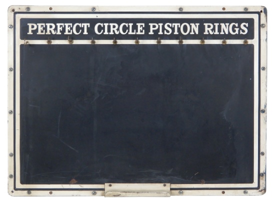 Automobilia, Perfect Circle Chalk Board, embossed litho on tin for Piston R