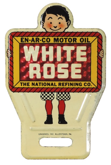Automobile En-Ar-Co Motor Oil License Plate Topper, En-Ar-Co boy w/White Ro