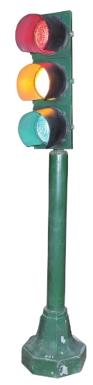 Automobilia Traffic Light, cast iron pedestal base & pole mfgd by Tucker Co