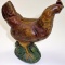 A Cast Iron Rooster Bank, early 20th C. with orig polychrome finish in Exc