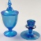 A Pair Of Blue Tiffin Art Glass Pieces