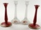 4 Art Glass Candlesticks,