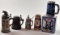 5 Vintage Stoneware Beer Steins