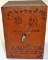 A Laurel & Hardy Pyrography wood music box/bank, Exc working cond 1978 by T