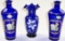3 Cobalt Blue Enameled Vases