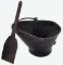 Vintage metal coal scuttle and shovel