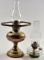 2 Vintage Kerosene Lamps, Brass Rayo & a bracket lamp font