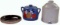 Stoneware Feeder & Decorated Bean Pot