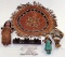 6Pc Western Group, Eureka Whip Rack, Native American Dolls & Leather Items