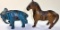 Elephant & Horse cast Iron Still Banks c.1900, VG+ cond or better, Largest