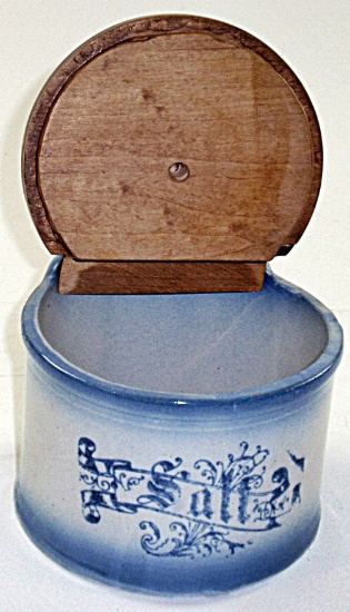 An Antique Blue & White Stoneware Salt Crock