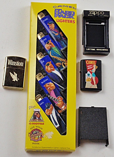 A Zippo & Camel Lighters Group