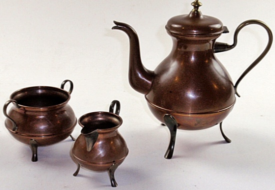 An Oscar Nilsson 3pc Copper Tea Set
