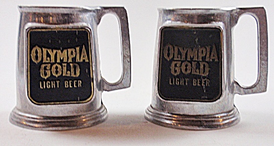 A Pair Of Olympia Gold Light Beer Mugs