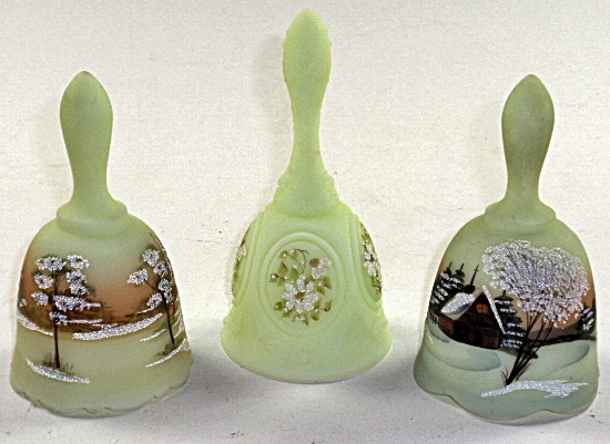 3 Fenton Artist Decorated Glass Bells