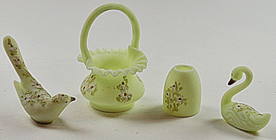 4pc Fenton Artist Decorated Art Glass