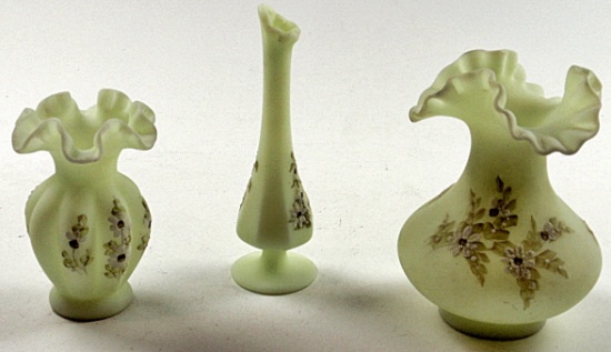 3 Artist Decorated Fenton Vases