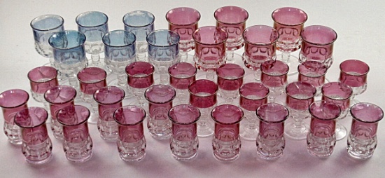 A 36pc Set of Ruby & green flashed Kings Crown Glassware