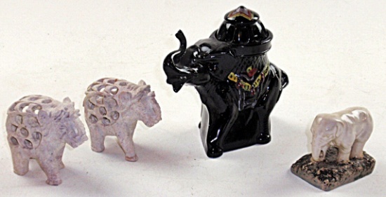 4 Vintage Elephant Figures