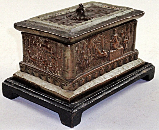 3pc Copper Clad Pottery Trinket Box