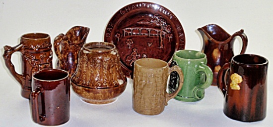 9Pc Group Of Glazed Pottery