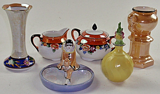 6Pc Group Art Deco Lusterware