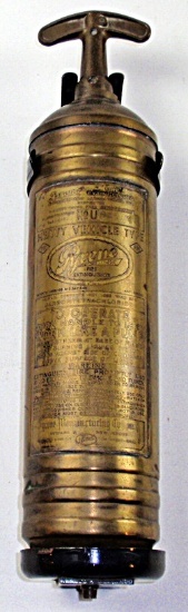 A Vintage Pyrene Brass Fire Extinguisher