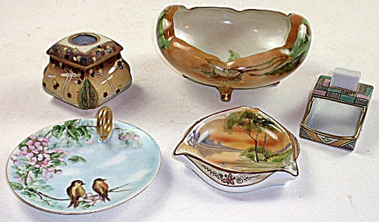 5 Pc Hand Painted Porcelain