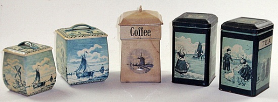 5 Pc Group of Dutch Kitchen Cannisters
