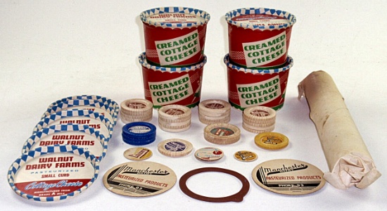 Vintage Group Of Dairy Containers & Bottle Caps