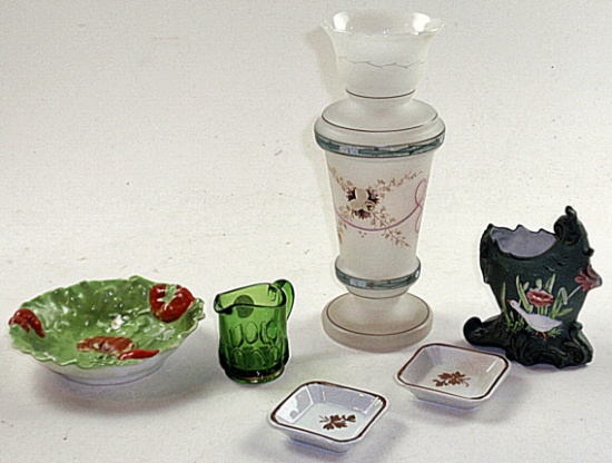 6Pc Antique Glass & Ceramics
