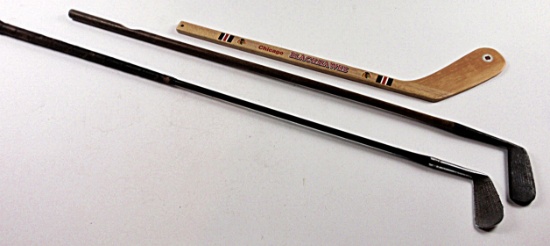 Vintage Golf Clubs & Hockey Stick