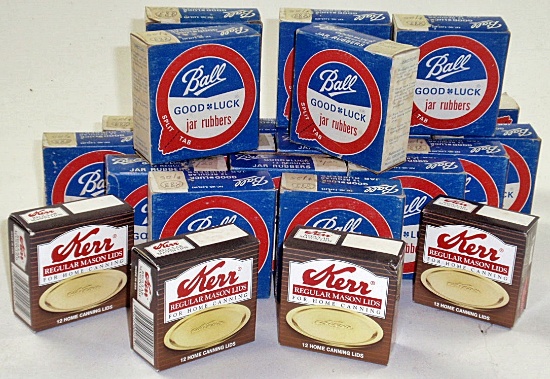 19 boxes of canning jar rubbers and 4 boxes of Mason jar lids