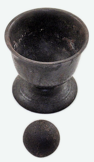 Antique cast iron footed mortar and pestle