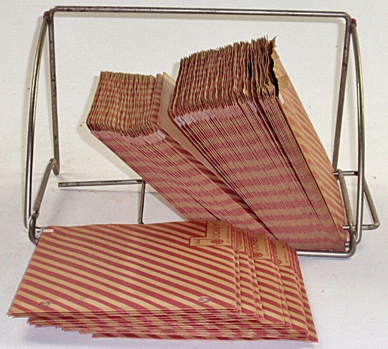 Metal rack with 100 paper folders to store 45's