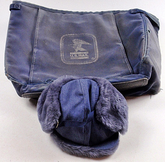 Vintage mail carrier bag and hat