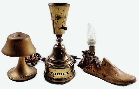 3 Lighting Fixtures incl wood shoe form conversion