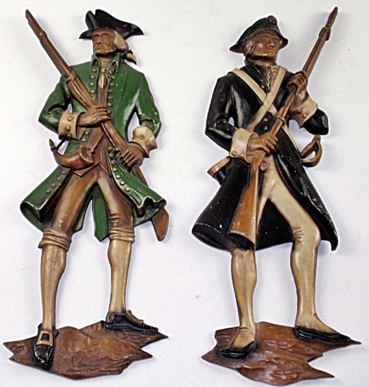 Pair Of Vintage Minuteman Wall Figures