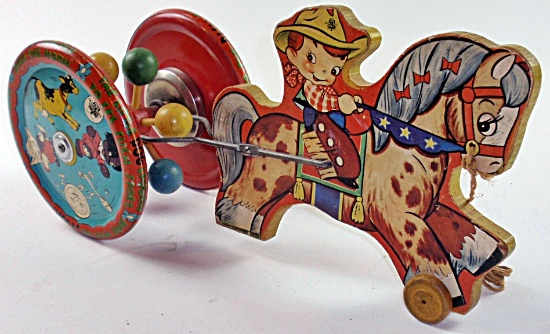 A Cowboy Kid on Horse Pull Toy