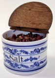 A German Blue & White Porcelain Salt Jar