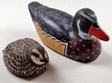 2 Carved Wood Game Birds