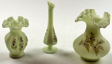 3 Artist Decorated Fenton Vases