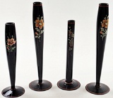 4 Vintage Enameled Glass Candlesticks,