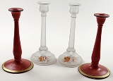 4 Art Glass Candlesticks,