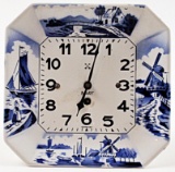 A Blue & White Delft Ceramic Wall Clock,