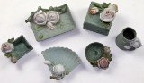 6 Shafer & Vater White Rose Jasperware,