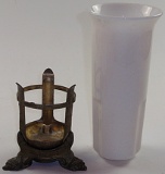 An Art Deco Milk Candle Lamp or Vase